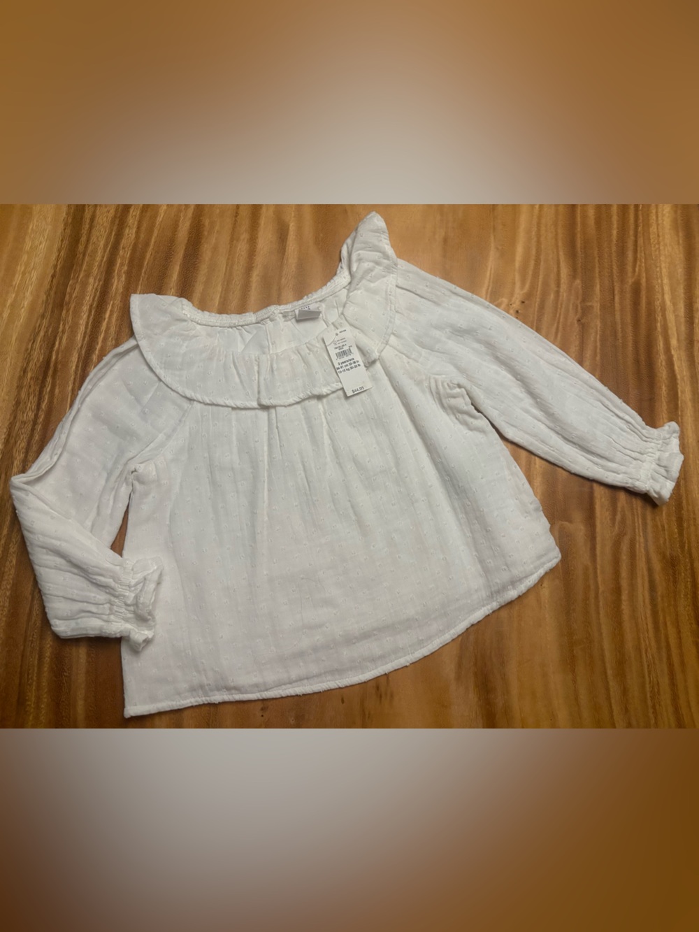 NWT Gap White Ruffle Collar Long-Sleeve Top